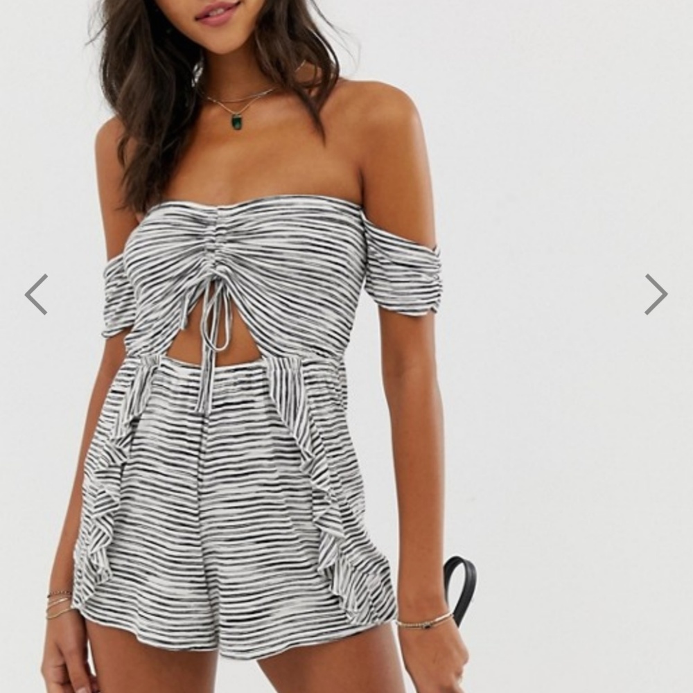 River Island bardot beach romper with cutout